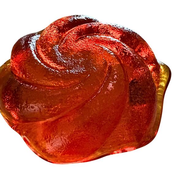 Vintage Amberina Glass Swirl Dish – Retro Orange Red - Picture 4 of 11